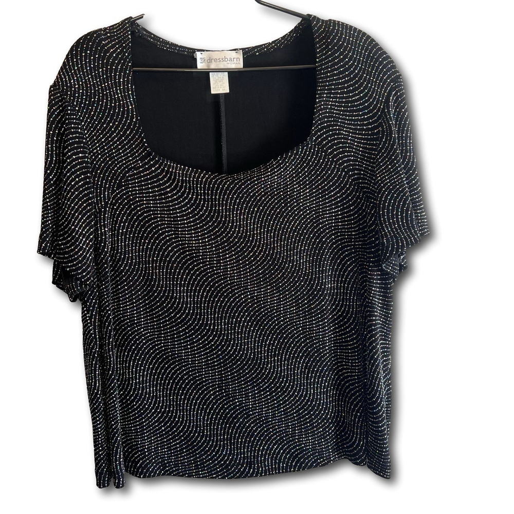 Dress Barn Black Colorful Sequin Sparkle Woman’s Top 3XL Vintage 90’s Party